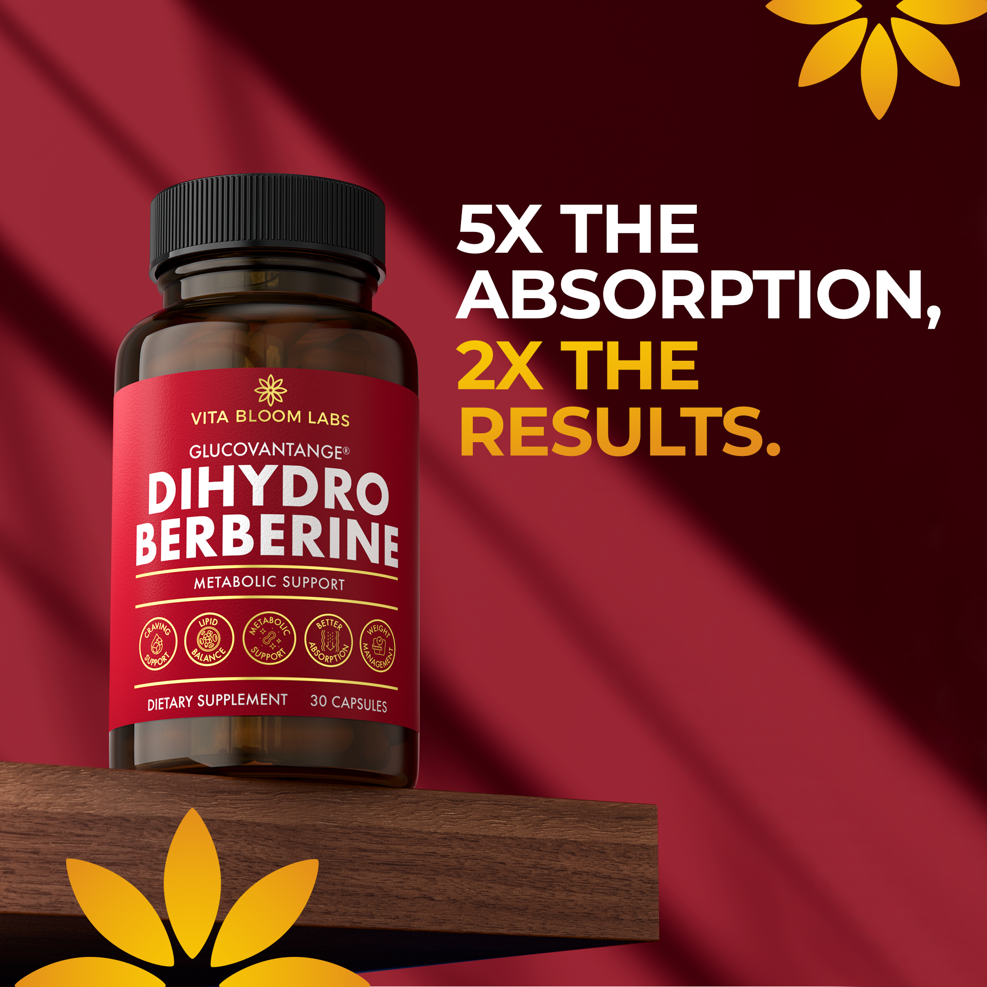 GlucoVantage Dihydroberberine Supplement - Better Delivery & More Effective Than Berberine