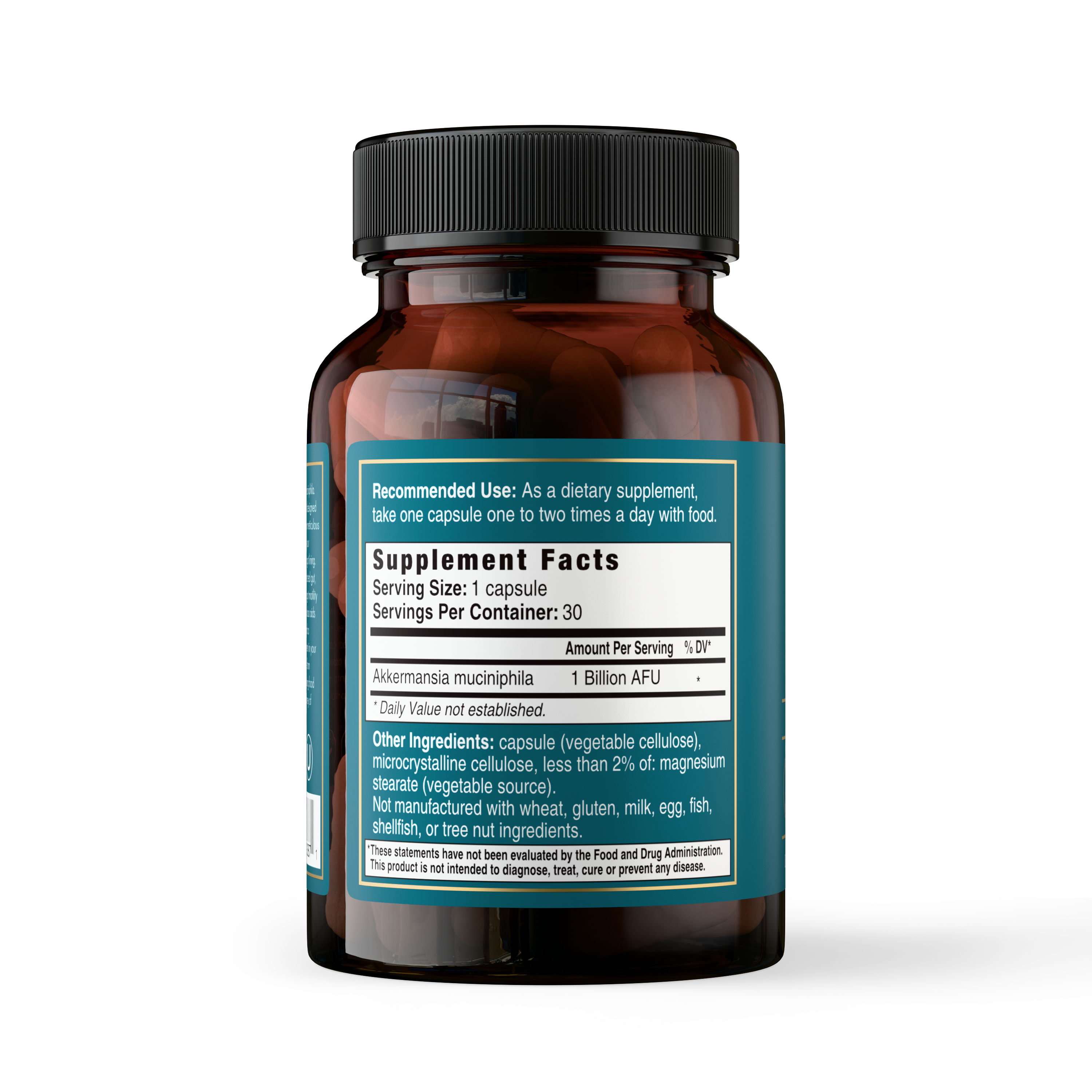 Akkermansia Probiotic Supplement - Promotes Digestive Comfort, Gut Lining & Microbiome Support - GLP-1 & Metabolic Wellness - Active Strain, 1 Billion AFUs - 30 Capsules