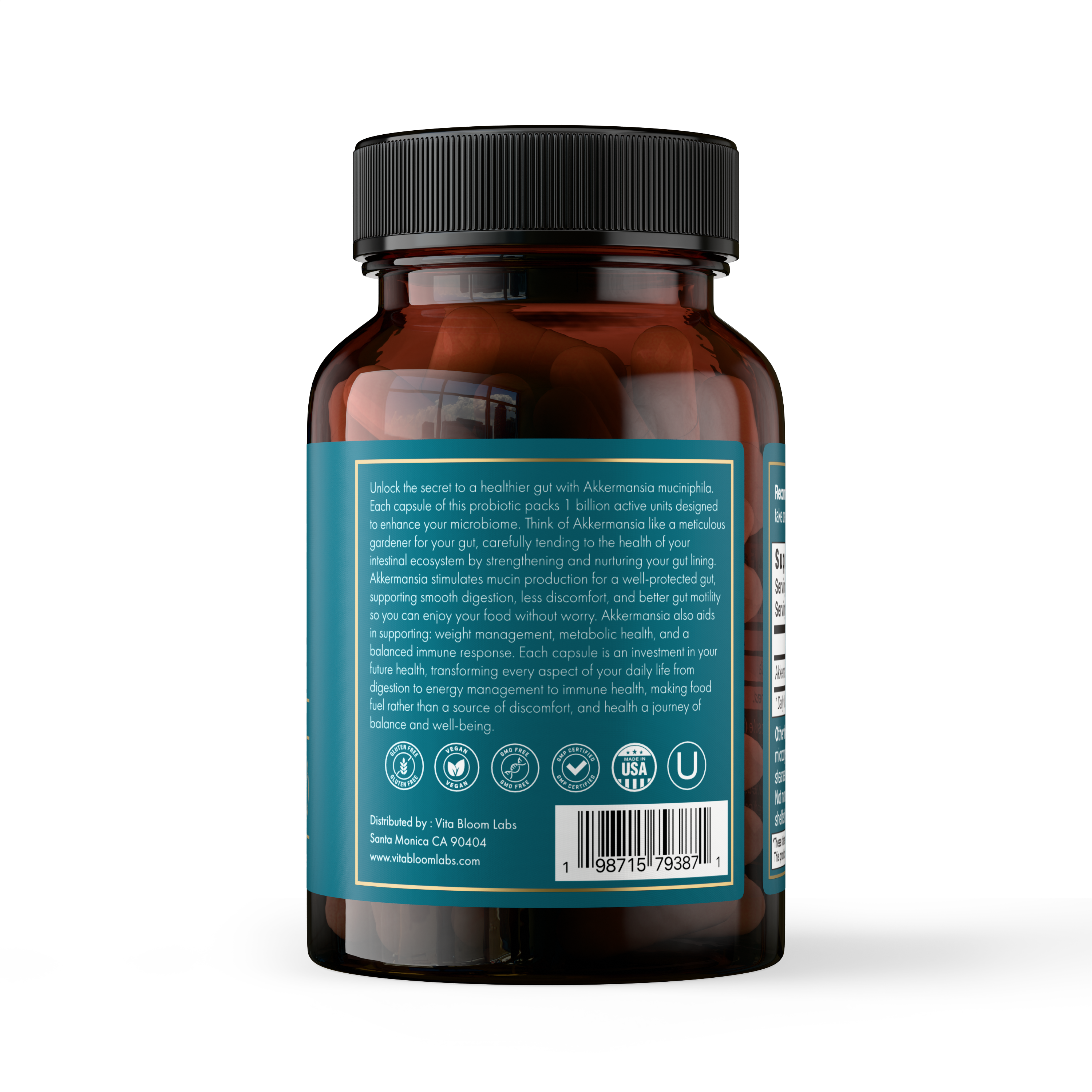 Akkermansia Probiotic Supplement - Promotes Digestive Comfort, Gut Lining & Microbiome Support - GLP-1 & Metabolic Wellness - Active Strain, 1 Billion AFUs - 30 Capsules