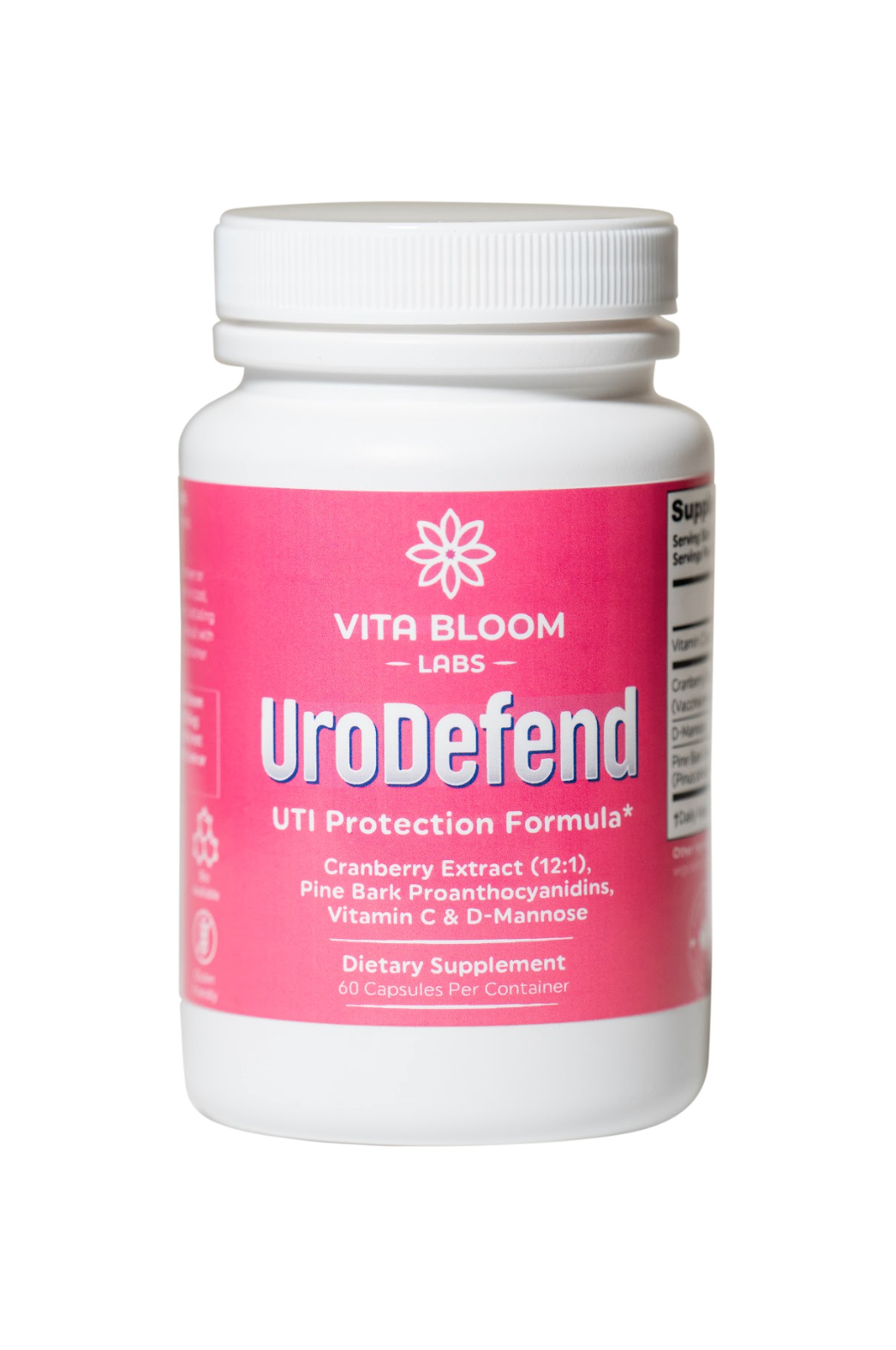 UroDefend UTI Protection Formula | Cranberry PACs | Pine Bark Extract PACs | Physician Formulated | Additive Free + Gluten Free | Cranberry Extract, Pine Bark, D Mannose, Vitamin C | 60 capsules